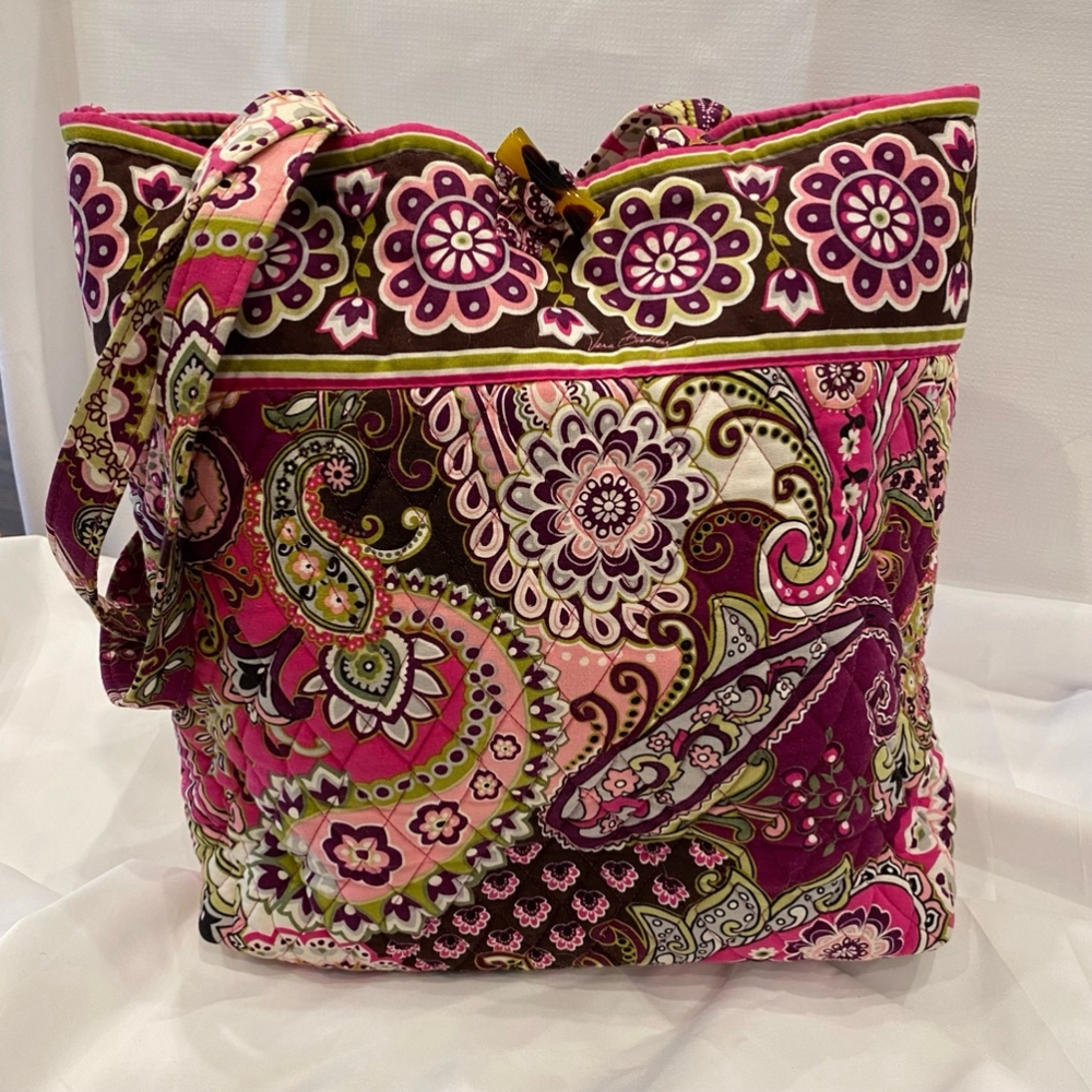 Vera Bradley Very Berry Paisley Pink and Brown Tote Bag